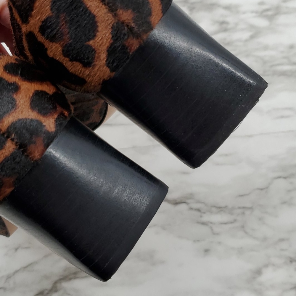 Leopard Print Calf Hair Sole Society Block Heel - Picture 11 of 13